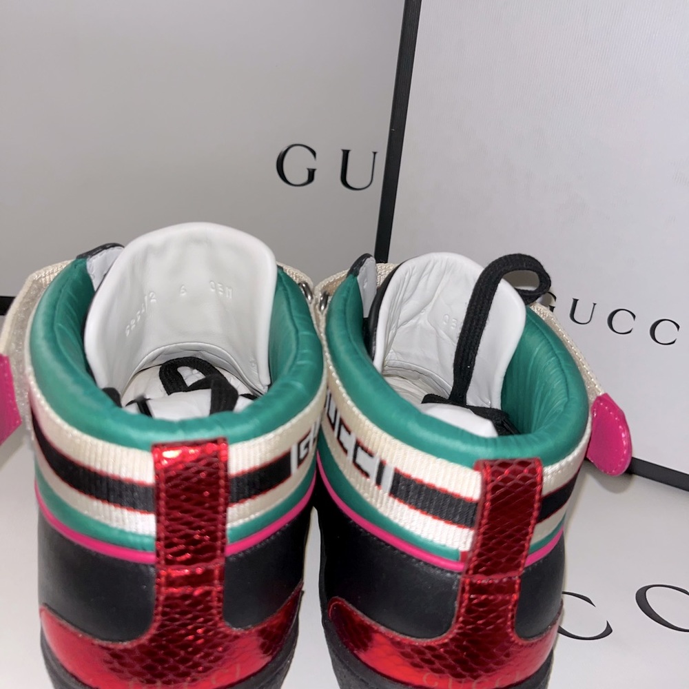 GUCCI Stripped Ace High Top Sneakers - Picture 5 of 8
